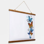 Vliegende vlinders Morpho en Monarch Hangend Wandkleed (Gebogen)
