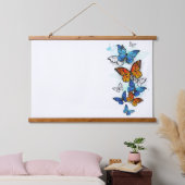 Vliegende vlinders Morpho en Monarch Hangend Wandkleed (Slaapkamer)