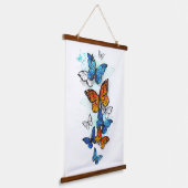 Vliegende Vlinders Morpho en Monarch Hangend Wandkleed (Gebogen)
