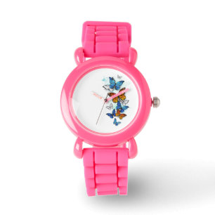 Vliegende Vlinders Morpho en Monarch Horloge