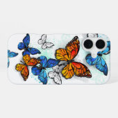Vliegende vlinders Morpho en Monarch iPhone 16 Hoesje (Achterkant horizontaal)