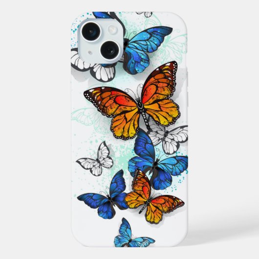 Vliegende Vlinders Morpho en Monarch iPhone Hoesje (Achterkant)