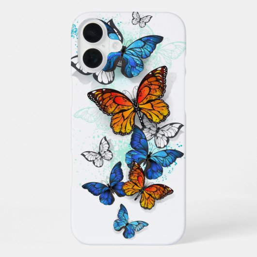 Vliegende Vlinders Morpho en Monarch iPhone Hoesje (Achterkant)