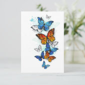 Vliegende Vlinders Morpho en Monarch Kaart (Staand voorkant)