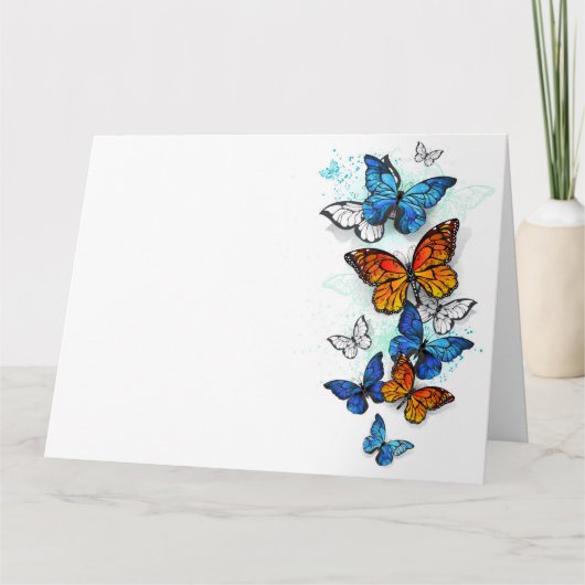 Vliegende Vlinders Morpho en Monarch Kaart (Voorkant)