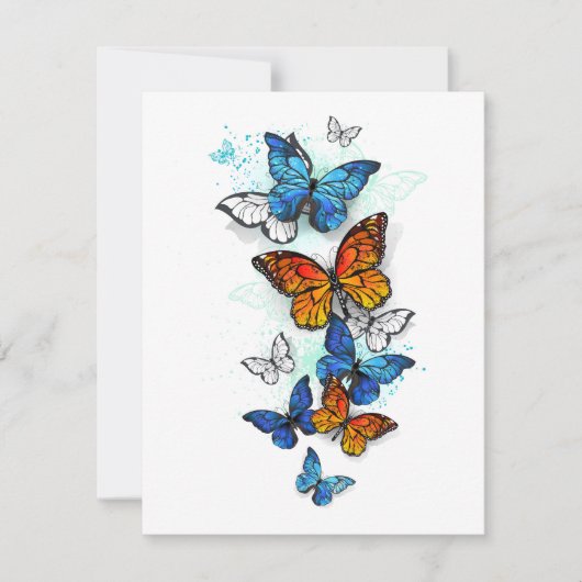 Vliegende Vlinders Morpho en Monarch Kaart (Voorkant)