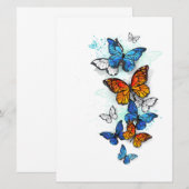 Vliegende Vlinders Morpho en Monarch Kaart (Voorkant / Achterkant)