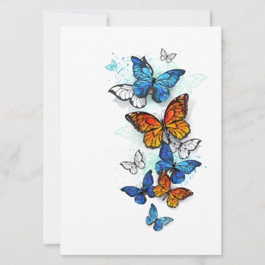 Vliegende Vlinders Morpho en Monarch Kaart (Voorkant)