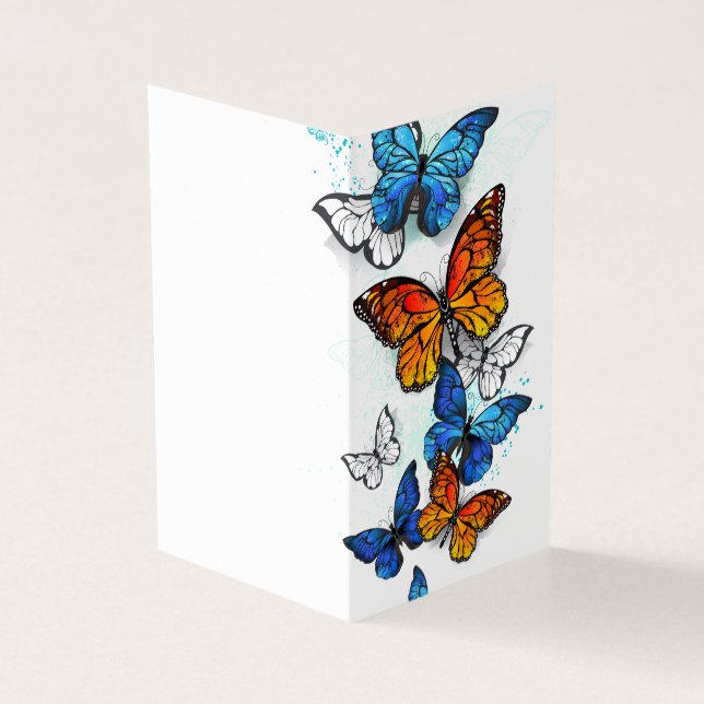 Vliegende Vlinders Morpho en Monarch Kaart (Buitenkant)