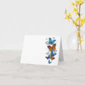 Vliegende Vlinders Morpho en Monarch Kaart (Gele Bloem)