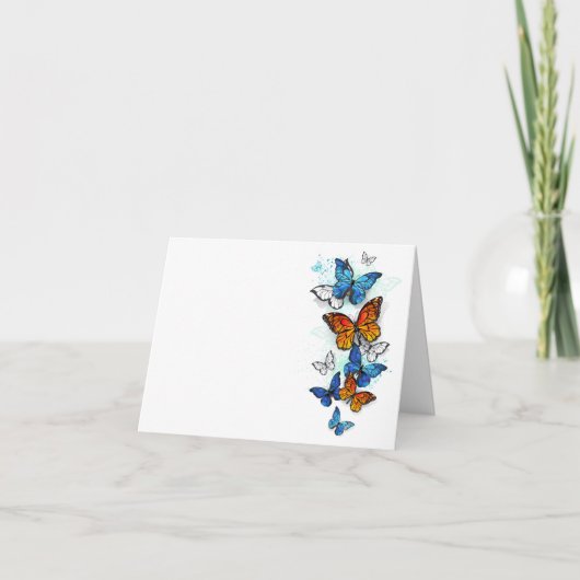Vliegende Vlinders Morpho en Monarch Kaart (Voorkant)