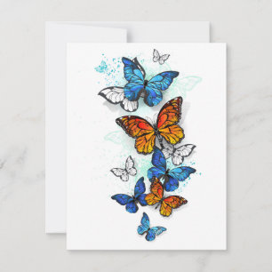 Vliegende Vlinders Morpho en Monarch Kaart