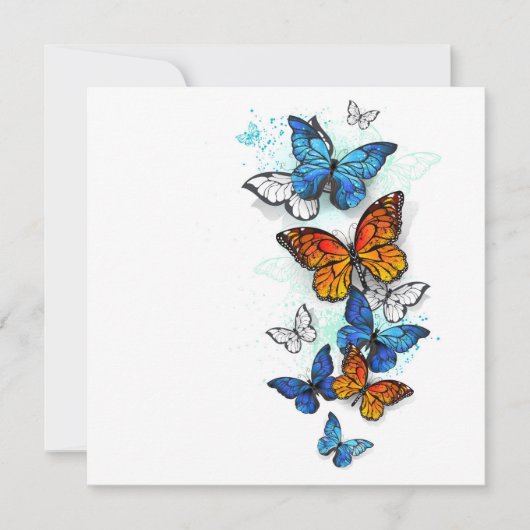 Vliegende Vlinders Morpho en Monarch Kaart (Voorkant)
