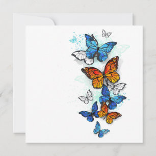 Vliegende Vlinders Morpho en Monarch Kaart