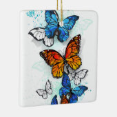 Vliegende Vlinders Morpho en Monarch Keramisch Ornament (Rechts)