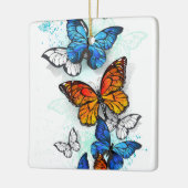 Vliegende Vlinders Morpho en Monarch Keramisch Ornament (Links)