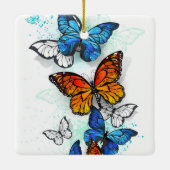 Vliegende Vlinders Morpho en Monarch Keramisch Ornament (Achterkant)