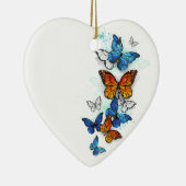 Vliegende Vlinders Morpho en Monarch Keramisch Ornament (Rechts)