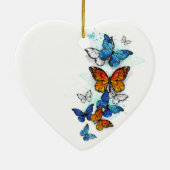 Vliegende Vlinders Morpho en Monarch Keramisch Ornament (Achterkant)