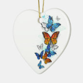 Vliegende Vlinders Morpho en Monarch Keramisch Ornament (Links)