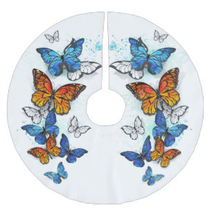 Vliegende Vlinders Morpho en Monarch Kerstboom Rok