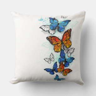 Vliegende Vlinders Morpho en Monarch Kussen