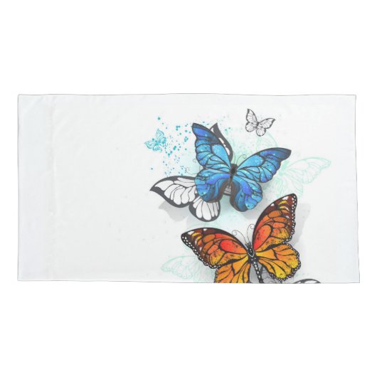 Vliegende Vlinders Morpho en Monarch Kussensloop (Achterkant)