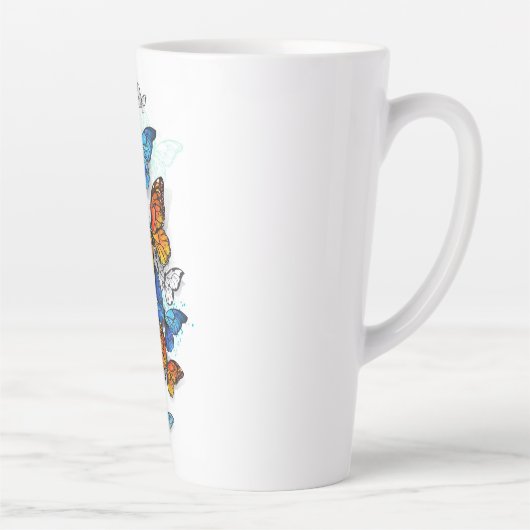 Vliegende Vlinders Morpho en Monarch Latte Mok (Rechts)