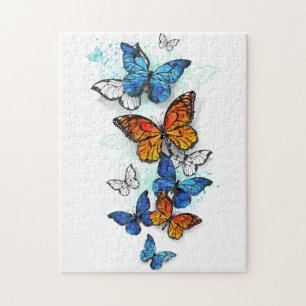 Vliegende Vlinders Morpho en Monarch Legpuzzel