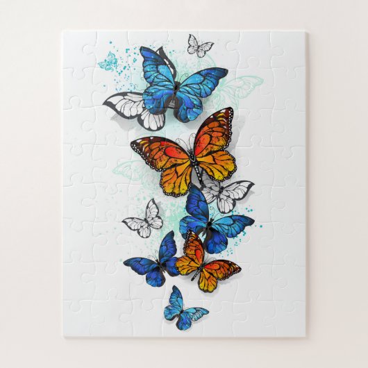 Vliegende Vlinders Morpho en Monarch Legpuzzel (Verticaal)