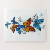 Vliegende Vlinders Morpho en Monarch Legpuzzel (Horizontaal)