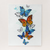 Vliegende Vlinders Morpho en Monarch Legpuzzel (Verticaal)