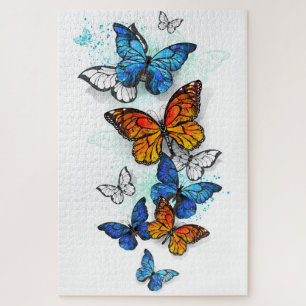 Vliegende Vlinders Morpho en Monarch Legpuzzel