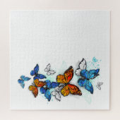 Vliegende Vlinders Morpho en Monarch Legpuzzel (Horizontaal)
