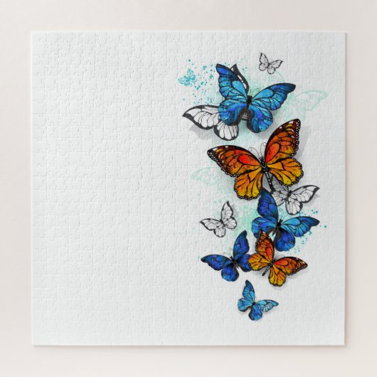Vliegende Vlinders Morpho en Monarch Legpuzzel (Verticaal)