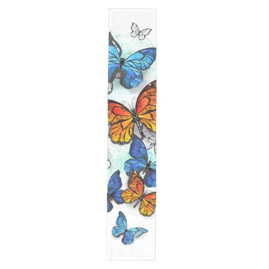 Vliegende Vlinders Morpho en Monarch Medium Tafelloper (Voorkant)