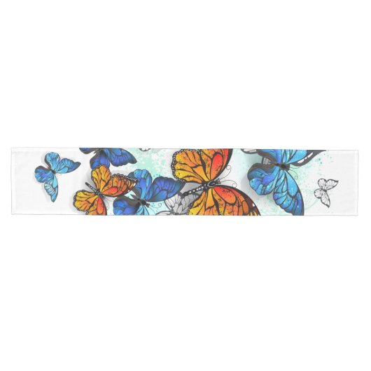 Vliegende Vlinders Morpho en Monarch Medium Tafelloper (Horizontaal)