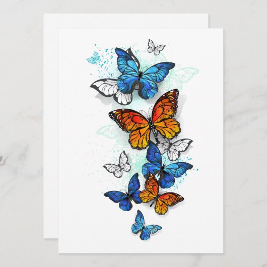 Vliegende Vlinders Morpho en Monarch Menu (Voorkant / Achterkant)