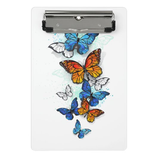 Vliegende Vlinders Morpho en Monarch Mini Klembord (Voorkant)