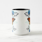 Vliegende Vlinders Morpho en Monarch Mok (Midden)