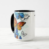 Vliegende Vlinders Morpho en Monarch Mok (Voorkant links)