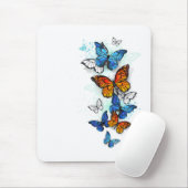 Vliegende vlinders Morpho en Monarch Muismat (Met muis)