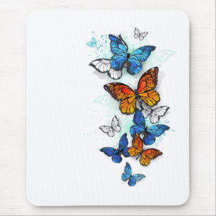 Vliegende vlinders Morpho en Monarch Muismat