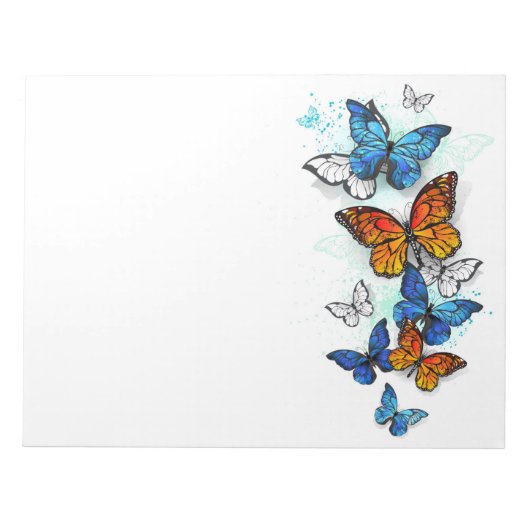 Vliegende vlinders Morpho en Monarch Notitieblok (Voorkant)