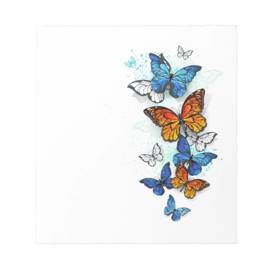 Vliegende Vlinders Morpho en Monarch Notitieblok (Voorkant)