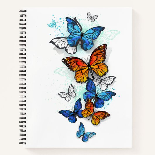 Vliegende Vlinders Morpho en Monarch Notitieboek (Voorkant)