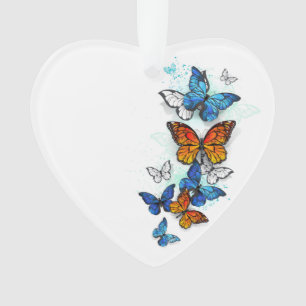 Vliegende vlinders Morpho en Monarch Ornament