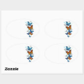Vliegende Vlinders Morpho en Monarch Ovale Sticker (Vel)