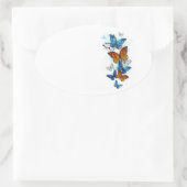 Vliegende Vlinders Morpho en Monarch Ovale Sticker (Tas)