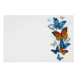 Vliegende Vlinders Morpho en Monarch Perfect Poster